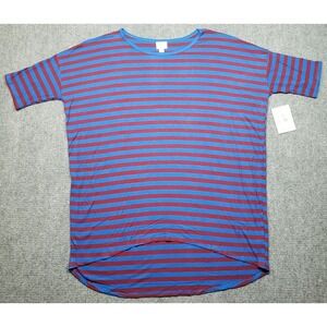 LulaRoe Irma Top Tunic Womens L Multicolor Striped Round Neck Short Sleeve New